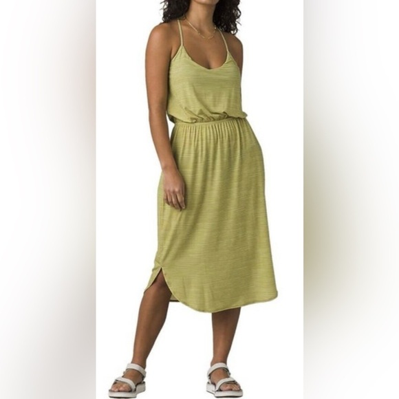 Prana Womens Ayla Dress Sz Small Citronell Tradewinds Stripe Shelf Bra - Picture 1 of 10